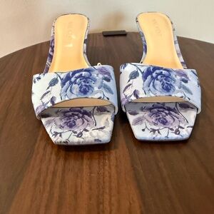 Nine West Floral Purple Mules Size 71/2